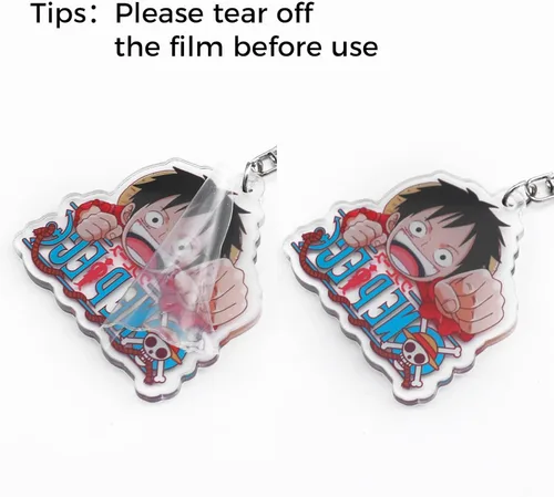 Vista 3 de G-Ahora 9pcs Anime Keychain Set Luffy Keychains Anime Cosplay Key Ring Gift for Anime Lover