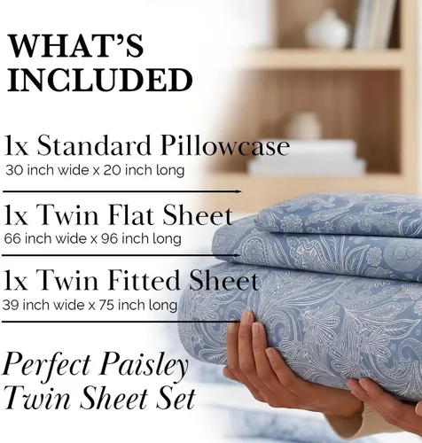 Vista 297 de Southshore Fine Living, Inc. Colección Winter Brush, juego de sábanas de 3 piezas para cama individual, sábana bajera con bolsillo profundo de 14