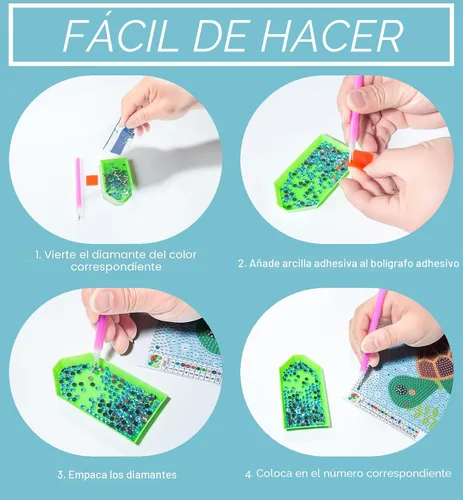 Vista 7 de CHWGLFGG Paquete de 6 kits de pintura de diamantes 5D para niños principiantes, kits de arte de diamantes lindos de taladro completo, arte de gemas