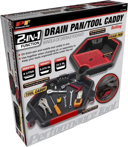 Vista 14 de Performance Tool W4074 Bandeja de drenaje y caché de herramientas 2 en 1 - Recoge convenientemente aceite y organiza herramientas para reparaciones
