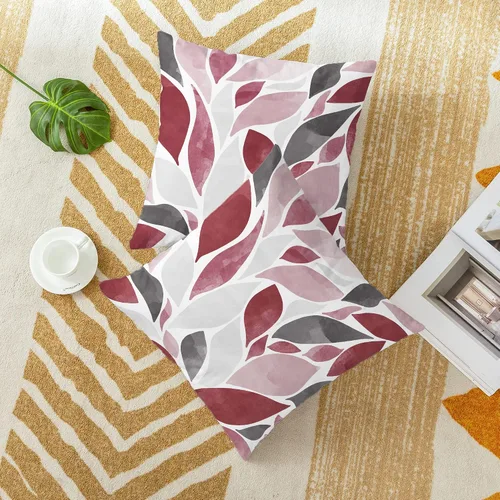 Vista 4 de CaliTime Juego de 2 fundas de almohada decorativas de forro polar con pétalos de flores y pétalos de dalia que caen para sofá, cama, sofá
