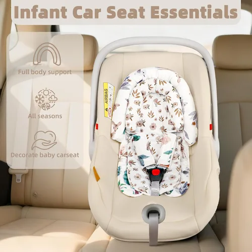 Vista 8 de Inserto de asiento de automóvil infantil 2 en 1, inserto mejorado para asiento de automóvil recién nacido, transpirable y suave, soporte