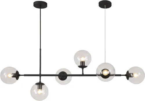 Vista 11 de KCO Lighting Farmhouse - Lámpara de araña de comedor con globo lineal, lámpara de cristal de leche negra, 16 luces Sputnik, lámpara colgante moderna