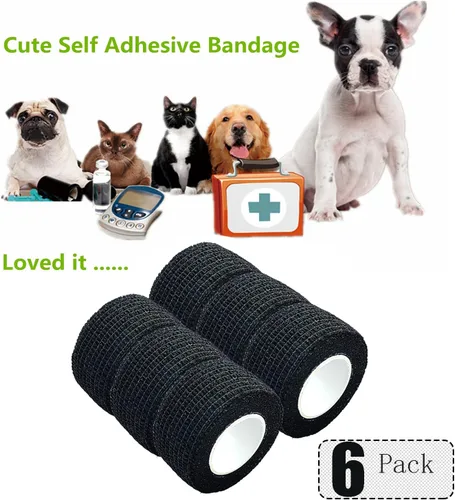 Vista 6 de Baisunt Paquete de 6 vendajes cohesivos de 1 pulgada, cinta autoadhesiva autoadhesiva autoadhesiva transpirable para muñeca, tobillo, deportes, Negro