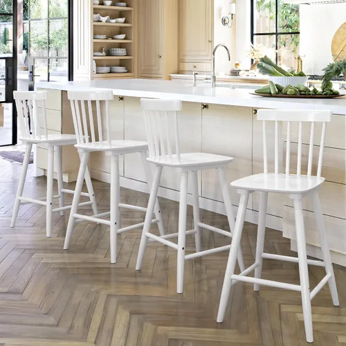 Vista 19 de LUE BONA Windsor - Juego de 2 taburetes de bar de madera para isla de cocina, estilo casa de campo de 24 pulgadas de altura de mostrador, sillas
