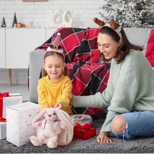 Vista 7 de Moonkie Hug & Go Bunny - Mochila para niños pequeños, bolsa de felpa suave con juguete desmontable para niñas de 2 a 4 años, perfecta