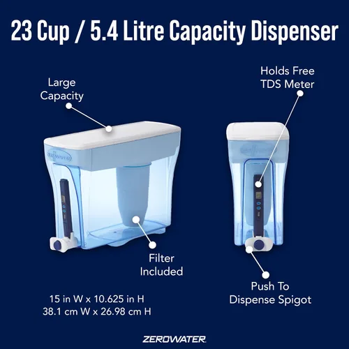 Vista 5 de ZeroWater - Paquete para principiantes, dispensador de 23 tazas de capacidad y paquete de 6 filtros de repuesto
