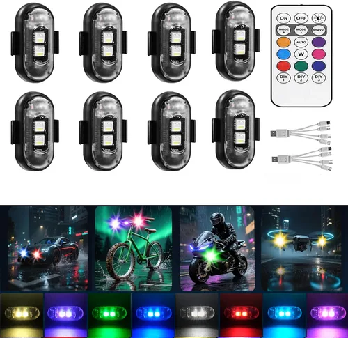 Vista 7 de 6 paquetes de luces estroboscópicas LED inalámbricas con control remoto 8 colores, anticolisión y resistente al agua Luz de emergencia