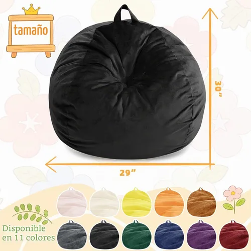 Vista 2 de Puf para niños – Silla redonda de espuma viscoelástica de 2.5 pies – Sofá puff para niños y adolescentes con funda de microfibra suave – Sofá