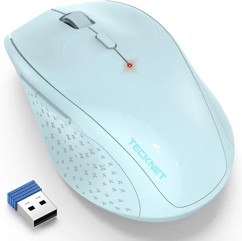 Vista 11 de TECKNET Mouse inalámbrico, mouse USB de 2.4 G con 6 niveles ajustables 3200 DPI, batería de 30 meses, empuñaduras ergonómicas, 6 botones portátiles
