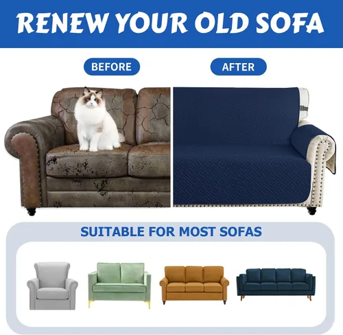 Vista 6 de XINEAGE - Funda 100% impermeable para silla y sofá para mascotas, funda antideslizante para sofá lavable, funda para silla con 1 cojín, protector