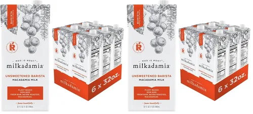 Vista 8 de Milkadamia Barista Leche de Macadamia, Excelente Fuente de Calcio, a Base de Plantas, Kosher, Sin Gluten y Sin OMG, 32 Onzas Líquidas (Paquete de 6)