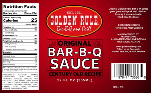 Vista 2 de Golden Rule Salsa BBQ - Salsa BBQ más antigua de EE. UU. - La mejor salsa para barbacoa