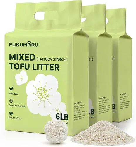 Vista 8 de FUKUMARU Arena para gatos de tofu, aglutinación de 12 libras y gestión de olores, aroma Gardenia, heces de frijoles y almidón de mandioca, bajo