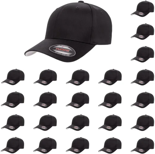 Vista 31 de Gorra de béisbol Flexfit Wooly Combed Premium de 6 paneles estructurada Ajuste elástico Paquete al por mayor disponible Negro