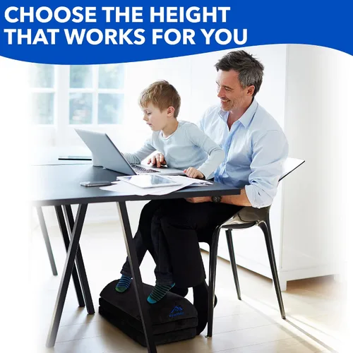 Vista 6 de EverRest Reposapiés debajo del escritorio para uso en la oficina, pies más cálidos, 3 alturas ajustables, taburete ergonómico alto para silla