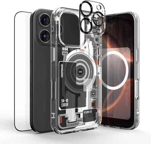 Vista 13 de Compatible con iPhone 15 Pro, parte trasera de policarbonato transparente + funda de parachoques de TPU, compatible con MagSafe, esquinas que
