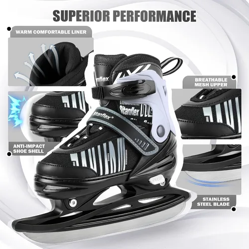 Vista 4 de Adjustable Ice Skates, Ice Skating Shoes for Outdoor and Rinks with Warm and Soft Lining