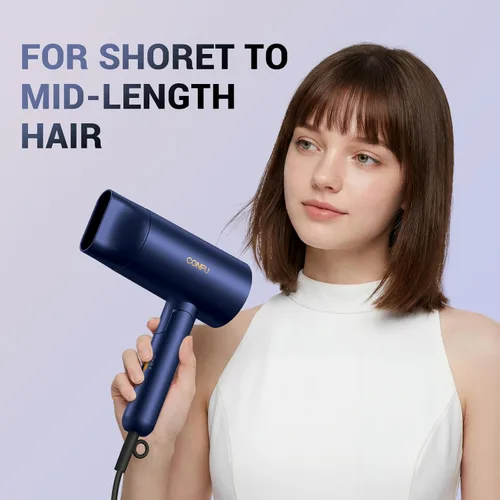 Vista 2 de CONFU Secador de pelo difusor para cabello rizado, secado rápido de 1500 W con difusor para mujeres, secador de pelo de iones negativos compacto