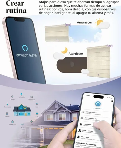 Vista 4 de Graywind Persianas romanas inteligentes compatibles con Alexa Google, persianas motorizadas recargables con control remoto de filtrado de luz