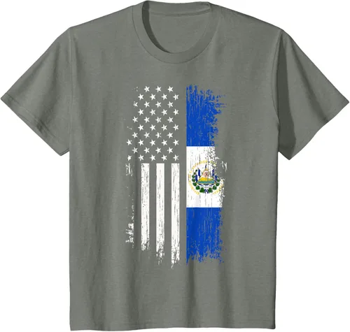 Vista 87 de Camiseta de la bandera de Estados Unidos salvadoreño - Camiseta de El Salvador USA