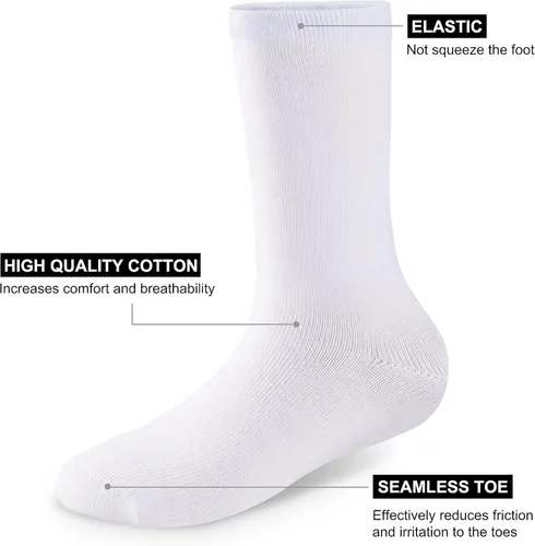 Vista 3 de COZYOFFI 4 pares de calcetines de algodón sin costuras para niñas y niños, uniforme escolar