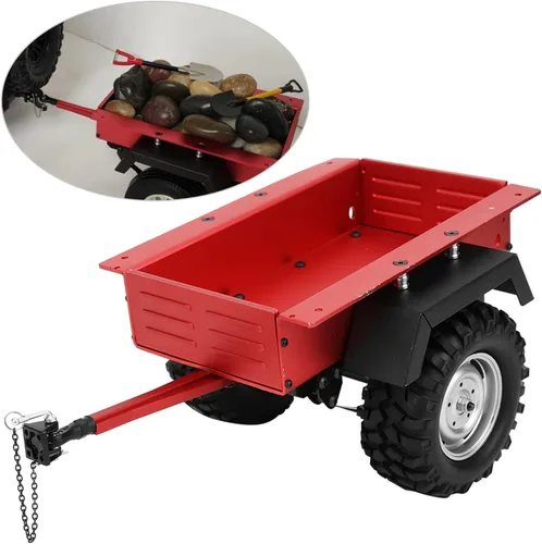 Vista 4 de Escala 1/10 RC Car Hitch Trailer Modelo de aleación de aluminio Juguete para niños Ajuste para RC Car (rojo)