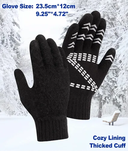 Vista 4 de FZ FANTASTIC ZONE Guantes de invierno para hombre, cálidos, térmicos, suaves, de lana, para pantalla táctil, para mujer
