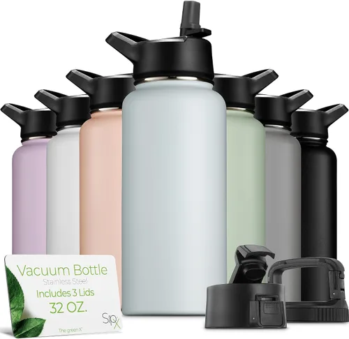 Vista 14 de SIPX™ Botella de Agua Aislada de 18 oz con 3 Tapas – Acero Inoxidable a Prueba de Fugas, Triple Aislamiento – Frío 24 Horas/Caliente 12 Horas