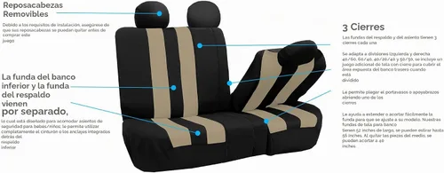Vista 6 de FH Group Juego completo de fundas de asiento de coche de tres filas a rayas, compatible con bolsas de aire y listas para dividir, ajuste universal