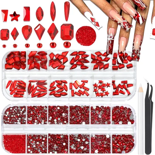 Vista 30 de 3520 diamantes de imitación de uñas color dorado champán para uñas, multiformas con parte trasera plana, diamantes de imitación redondos