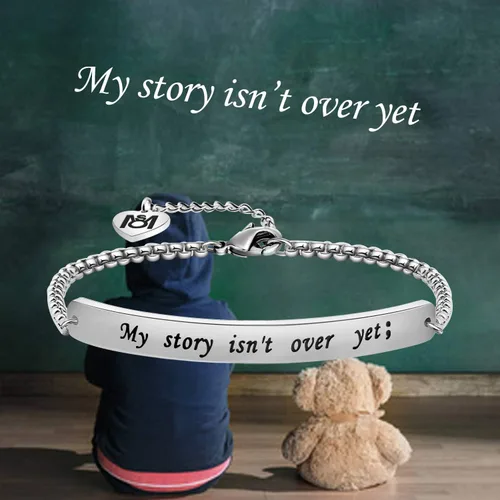 Vista 7 de MYOSPARK My Story Isnt Over Yet Pulsera estilo ID de recuperación inspiradora regalo semiccolon