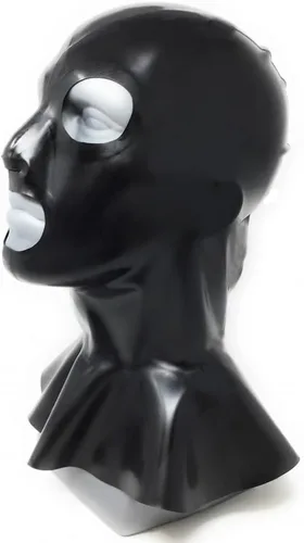 Vista 2 de EXLATEX Máscara de manga larga con capucha estilo ejecutor de látex con cremallera trasera