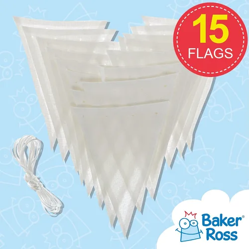 Vista 2 de Baker Ross EV858 Diseña tus propios banderines de tela, paquete de 15, para que los niños pinten, personalicen, decoren y exhiban para actividades