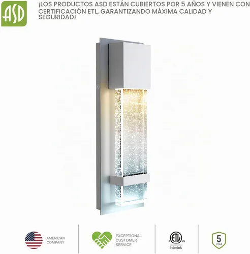 Vista 8 de ASD 13" LED Outdoor Wall Lantern Seeded Glass, Porch, Entryway White Blanco