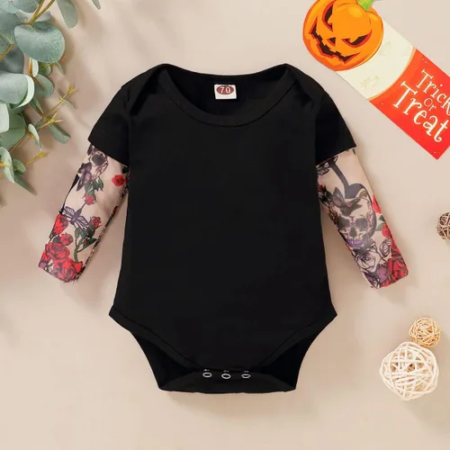 Vista 2 de LYSMuch Mameluco de algodón con manga de tatuaje para bebés, niños y niñas pequeños