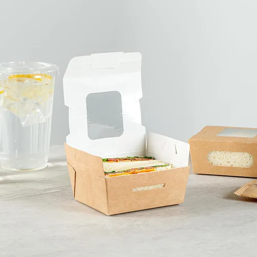 Vista 4 de Restaurantware Mini recipiente bio para llevar de papel rectangular de 12 onzas, 200