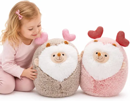 Vista 11 de MaoGoLan Peluche de ajolote de San Valentín con capucha en forma de corazón, almohada de peluche de salamandra blanda y suave, regalo de peluche