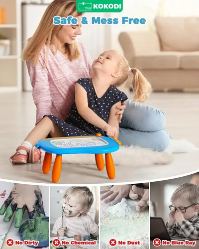 Vista 4 de KOKODI Pizarra de Dibujo Magnética, Juguetes para Niñas de 1-2 Años, Gran Pizarra de Garabatos para Aprender y Educar, Juguetes para Bebés y Niños