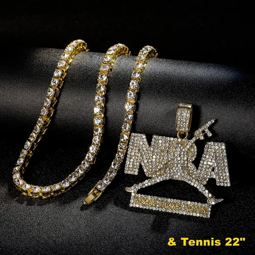 Vista 4 de Cadenas colgantes para hombre HH Bling Empire Iced Out Nba Youngboy de plata y oro. Collares de zapatos deportivos de diamante que nunca se rompe
