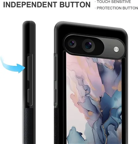 Vista 1205 de Compatible con Google Pixel 4A 5G Mobile Case Creative Acrylic Panel trasero Silicona Protección Grip especialmente diseñado para Google Pixel 4A 5G