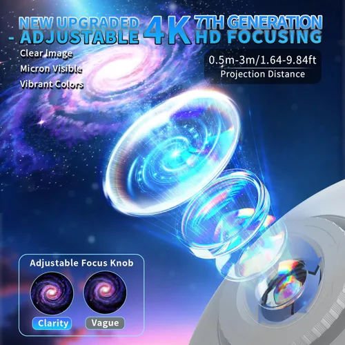 Vista 5 de Proyector de galaxia para dormitorio profesional, proyector de estrellas de planetario HD 13 en 1, luz nocturna de techo con altavoz Bluetooth