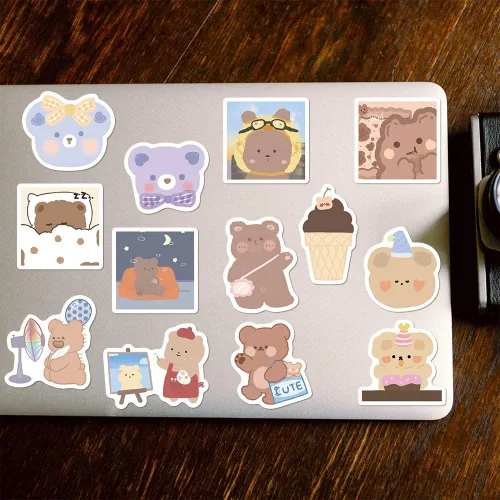 Vista 6 de ZJSXINDI Juego de 100 calcomanías pequeñas – Kawaii, cartulina decorativa para planificador, oso feliz