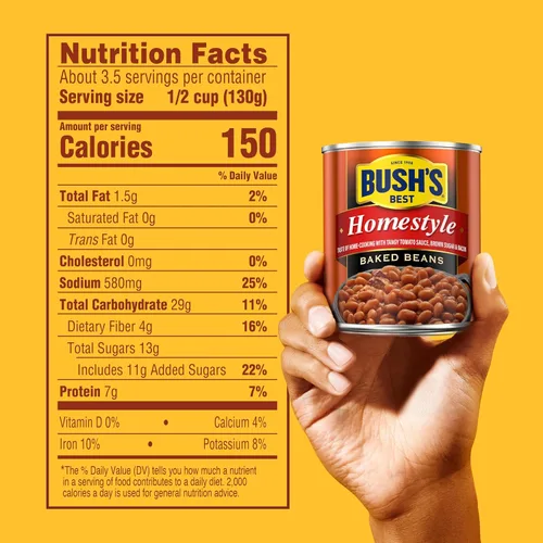 Vista 2 de BUSH'S BEST Frijoles horneados caseros enlatados de 16 onzas, fuente de proteína y fibra a base de plantas, bajos en grasa, sin gluten