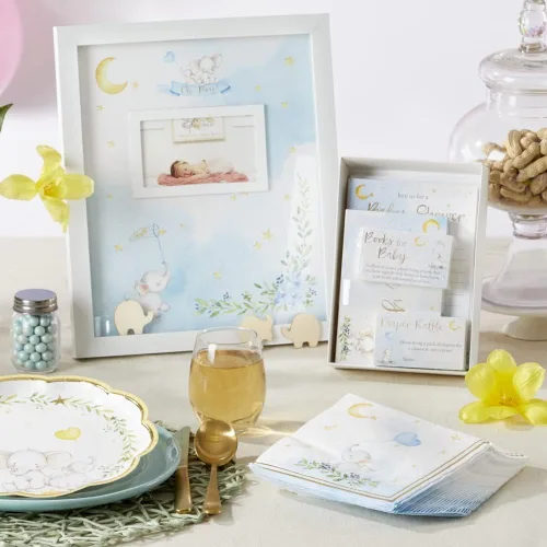 Vista 4 de Kate Aspen Elephant Baby Shower - Servilletas de papel de 2 capas, color azul (juego de 30) Little Peanut, servilletas decorativas gruesas