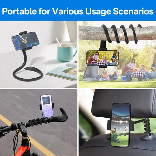 Vista 7 de Soporte universal para micrófono para soporte de micrófono, se adapta a la mayoría de teléfonos inteligentes de 3.5 a 7.5 pulgadas, soporte flexible