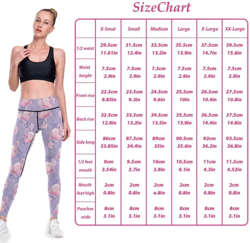 Vista 5 de Flamingoes Floral Dream Purple Stars High Waisted Yoga Pants for Women Fashion Stretch Leggings for Sports Walk XS