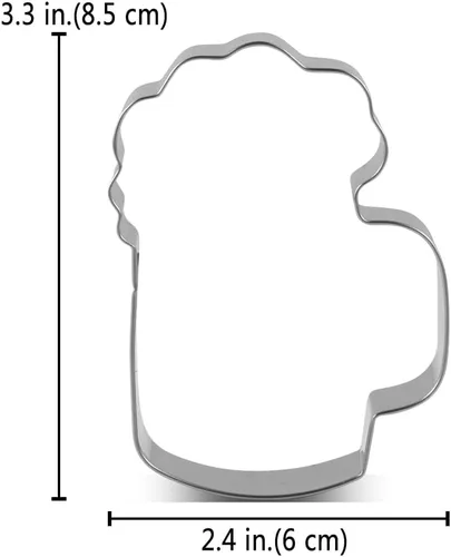 Vista 3 de LILIAO Cortador de galletas para taza de cerveza, 2.5 pulgadas de ancho x 3.4 pulgadas de alto x 1 pulgada de profundidad, acero inoxidable