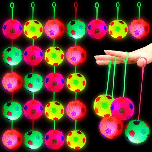 Vista 7 de Wettarn Paquete de 24 bolas de punta iluminadas para niños de 2.6 pulgadas con luces LED, bolas hinchables a granel, bolas sensoriales intermitentes