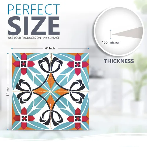 Vista 2 de Calcomanías para azulejos, juego de 24 piezas (2 x 12 piezas) auténticas calcomanías tradicionales de azulejos de Talavera, calcomanías